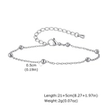 Detail van roestvrijstalen enkelbandje met kralen en verstelbare verlengketting met sluiting - Ronde Kralen Hanger Stijl / Zilver (JC-232S)
