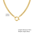 Detailansicht der 40cm goldenen Edelstahlkette mit 0,5cm Breite und Federverschluss - Verschachtelter Ringkettenstil (NC-2211G)