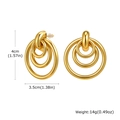 Modern triple-layered hollow heart earrings in 18K gold finish with polished geometric design - Three Layer Circle Style (ED-878)