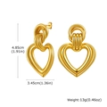 Size guide for gold hollow heart drop earrings showing dimensions and 13g weight - Hollow Heart Style (ED-877)