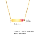Vue détaillée d'un collier barre en acier doré avec pendentif cœur rose et dimensions du bijou - Style Barre Cœur Rose (NC-1943G04)