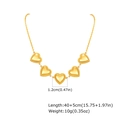 Detail showing 40+5cm golden flat cross chain with 1.2cm heart pendants on white background - Heart Pendant Necklace (NC-2275G)