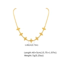 Detail view of gold clover pendant measuring 1.85cm on a flat cross link chain - Clover Flower Necklace (NC-2276G)