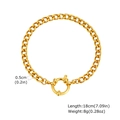Pulsera de cadena cubana en acero dorado de 18K con cierre de burbuja, 0,5 cm - Estilo de Eslabones Cubanos (BR-2467G)