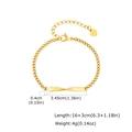 Detail view of gold stainless steel Mobius bracelet with 16+3cm size measurements - Thin Chain Twisted Bar Style / Gold (BR-2557GW)