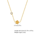 Goldene Edelstahlkette mit kleiner Blume und Akzent aus Zirkonia-Stein-Anhänger - Fünfblättrige Blume Stil (NC-2290G)