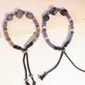 Macro di bracciale etnico in perline di ceramica intrecciato a mano con cordino regolabile - MU29
