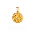 Gold round pendant featuring a detailed lion head relief with polished finish - Round Lion Head Relief (TH22) / Gold