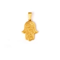 Hip hop gold Hamsa Hand pendant with detailed filigree patterns and polished bail - Hamsa Hand (TH24) / Gold