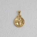 Détail du pendentif rond Bélier plaqué or 18k de style vintage avec relief de bélier - Bélier - Or