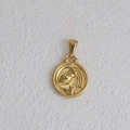 Relief détaillé du signe Verseau sur pendentif zodiaque rond plaqué or 18k en acier - Verseau - Or
