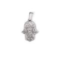 Hamsa Hand pendant in stainless steel with intricate relief details and protective eye - Hamsa Hand (TH24) / Steel
