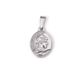 Silver stainless steel oval pendant with embossed Roman warrior soldier relief design - Greek Soldier Portrait (TH25) / Steel