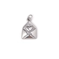 Vintage silver stainless steel envelope pendant with a 3D heart detail charm - Envelope Heart Style (TH17) / Steel