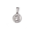 Vintage silver stainless steel scarab pendant featuring an embossed relief design - Scarab Embossed Style (TH18) / Steel