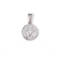 Vintage stainless steel silver round pendant featuring AMOR text and embossed heart - AMOR Letter Heart Round Tag (TH19) / Steel