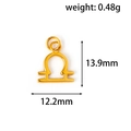 Colgante de Libra en acero inoxidable dorado pulido para collares, 13,9mm por 12,2mm - Libra (XZK07) / Dorado
