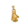 Detailed close-up of a 24K gold plated goalkeeper glove pendant with engraved number one - Boxing Glove (Pendant Only (Without Chain)) (GVN09) / Gold