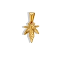 Macro detail of a 24K gold-plated stainless steel maple leaf pendant with vein textures - Maple Leaf (Pendant Only (Without Chain)) (GVN10) / Gold