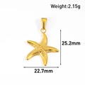 Dettaglio del ciondolo a stella marina dorata con misure e superficie strutturata - Stile Stella Marina (AT02-Oro)