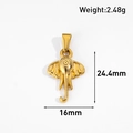 Dettaglio del ciondolo a elefante placcato oro 24k con peso e dimensioni precise - Stile Testa di Elefante (AT03-Oro)