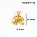 Detail of 24k gold plated elephant pendant with diamond-cut texture and 15.8mm width - Elephant Style (AT05-Gold)