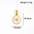 Detailed view of an oval shell pendant with measurements 19.7mm by 13.6mm - Mother of Pearl Coin Style (AT07-Gold)