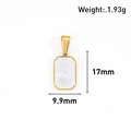 Détail d'un pendentif rectangulaire en nacre plaqué or 24K avec mesures précises - Style Rectangle Papillon (CT09) / Or