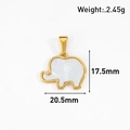 Vue détaillée du pendentif éléphant doré 24K avec incrustation de nacre blanche et dimensions - Style Forme Éléphant (CT08) / Or