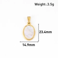 Détail du pendentif ovale plaqué or 24K avec nacre blanche et ses dimensions - Style Ovale (CT07) / Or