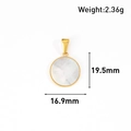 Pendentif rond plaqué or 24K en nacre blanche avec dimensions de 19,5mm x 16,9mm - Style Rond (CT05) / Or