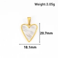 Détail du pendentif en forme de cœur plaqué or 24K avec incrustation de nacre et mesures - Style Cœur (CT04) / Or