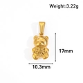 Detail of 24k gold plated bear charm showing 17mm height and 3.22g weight specs - Bowknot Bear Style (BT05) / Gold