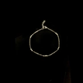 Minimalist golden beaded anklet featuring a small leaf charm and adjustable lobster clasp - Beaded Thin Chain Style (JL04) / Silver