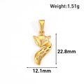 Detailed view of fox pendant with hollow tail design showing 22.8mm height and 1.51g weight - Fox Style (BT06) / Gold