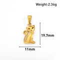 Detailed view of gold cat pendant dimensions 19.7mm by 11mm in polished finish - Sitting Cat Style (BT07) / Gold