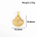 Detailed view of golden seashell charm with 15.8mm dimensions and 2.55g weight marking - Shell Style (BT09) / Gold