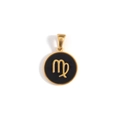 Detailed close-up of a black and gold Virgo zodiac pendant made of stainless steel - Virgo-Gold (KOX12)