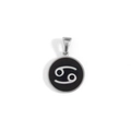 Close-up of a silver stainless steel Cancer zodiac pendant with black enamel inlay - Cancer-Silver (KOX11)