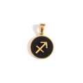Detail of a Sagittarius constellation pendant with black enamel and 18k gold plating - Sagittarius-Gold (KOX09)