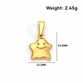 Detail of gold smiling star pendant showing dimensions 15.8mm height and 2.45g weight - Star (DY05) / Gold
