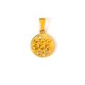 Polished gold circular 555 angel number pendant with zircon accents and hammered texture - Gold
