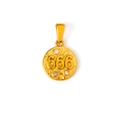 Golden stainless steel round pendant with 666 engraving and three zircon stones - 666 Style (SZ-666) / Gold