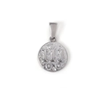 Silver round 111 angel number pendant with three small sparkling zircon accents - 111 Style (SZ-111) / Steel