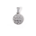 Polished stainless steel round pendant with 222 angel number and sparkling rhinestones - 222 Style (SZ-222) / Steel
