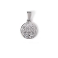 Polished stainless steel round pendant featuring Angel Number 333 and zircon stones - 333 Style (SZ-333) / Steel