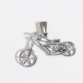 Polished silver motorcycle pendant charm with detailed bike frame and hanging bail - Motorcycle (H04) / Steel
