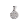 Silver round pendant with 888 lucky number and crystal accents in stainless steel - 888 Style (SZ-888) / Steel