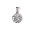 Silver round stainless steel pendant with 999 engraving and three white zircons - 999 Style (SZ-999) / Steel