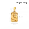 Detailansicht eines rechteckigen Sonnenblumenanhängers aus 24k vergoldetem Edelstahl - Sonnenblumenrelief (DN03) / Gold
